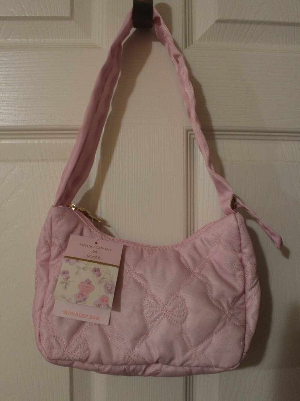 LoveShackFancy x Yoobi Pink Quilted Bow Shoulder Bag NWT SKUB